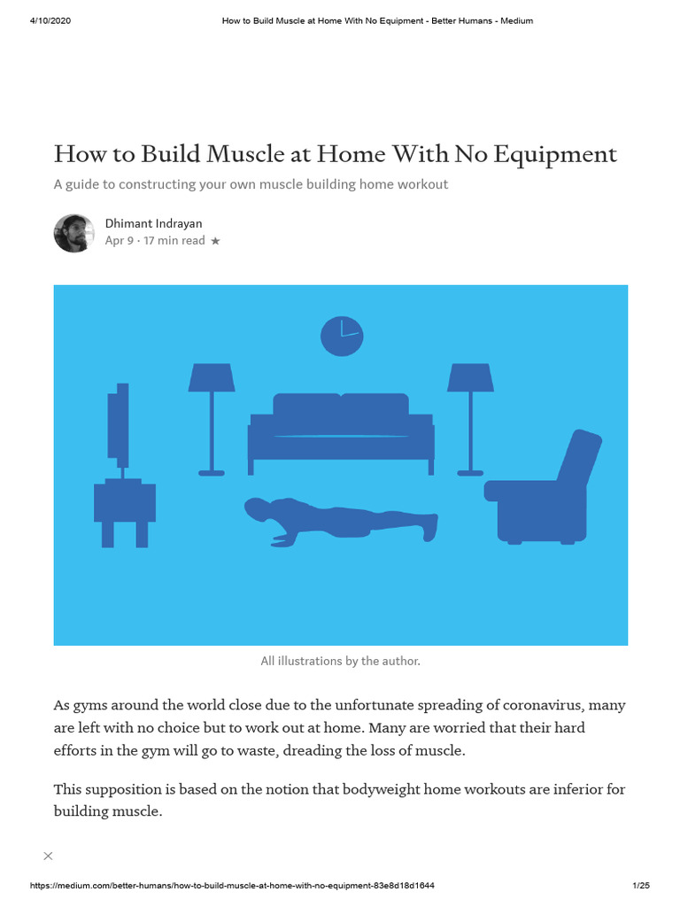 Build Muscle at Home: No Equipment Guide | PDF | Skeletal Muscle ...