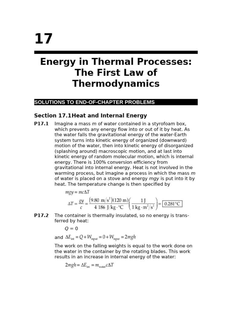 Solutions To End-Of-Chapter Problems 17 | PDF | Heat | Temperature