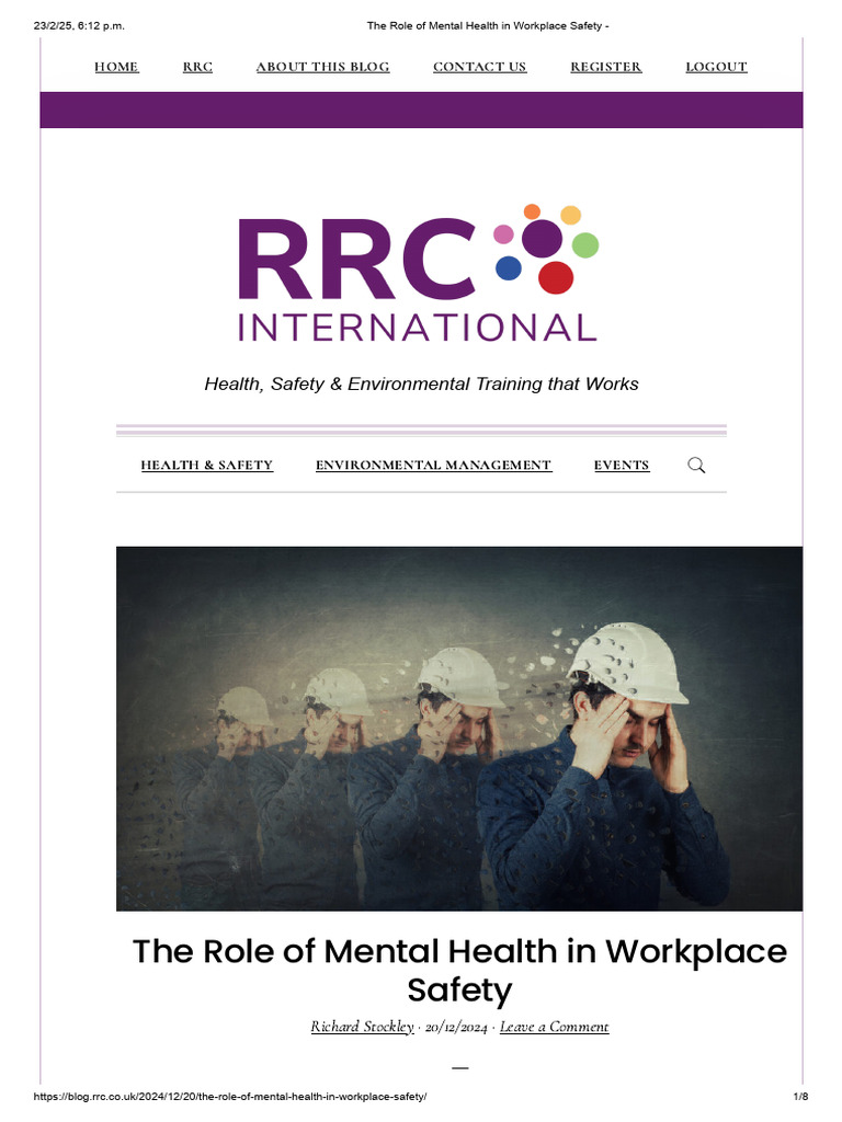 The Role of Mental Health in Workplace Safety | PDF | Mental Health ...
