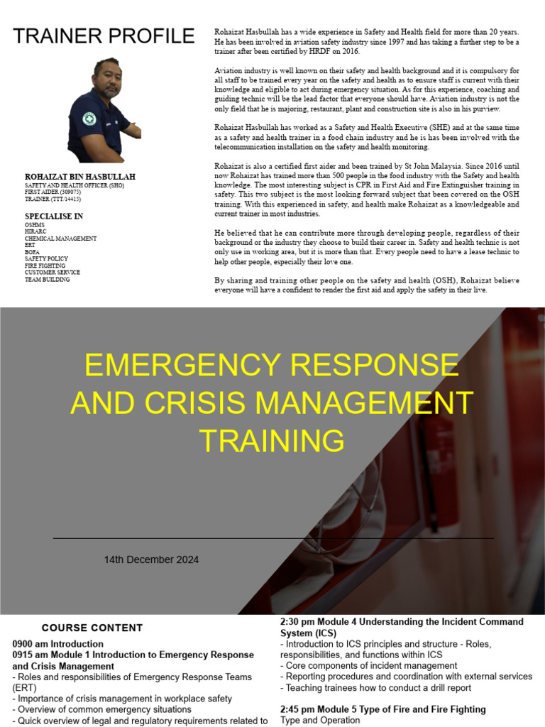 Emergency Response Training Overview | PDF | Incident Command System ...