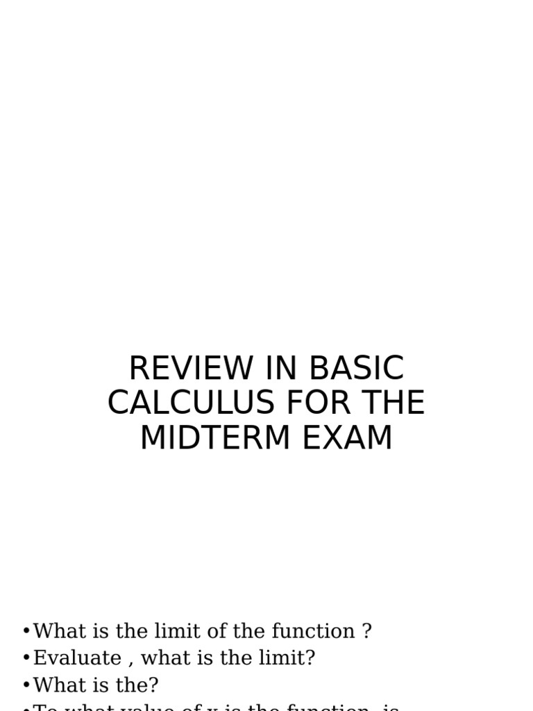 Review in Basic Calculus For The Midterm Exam | PDF