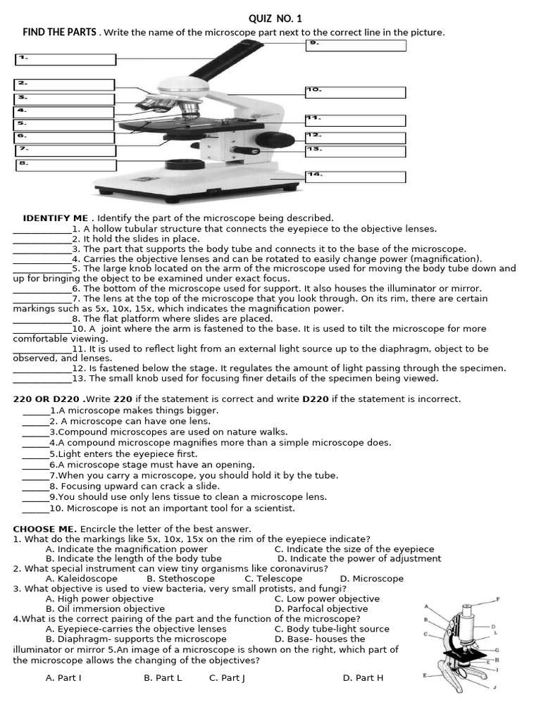 Microscope quiz no 1 pdf glass engineering and science