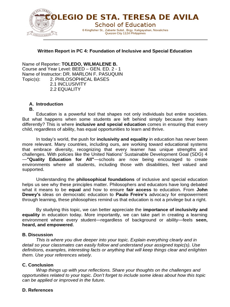 Foundations of Inclusive Education | PDF | Special Education | Learning