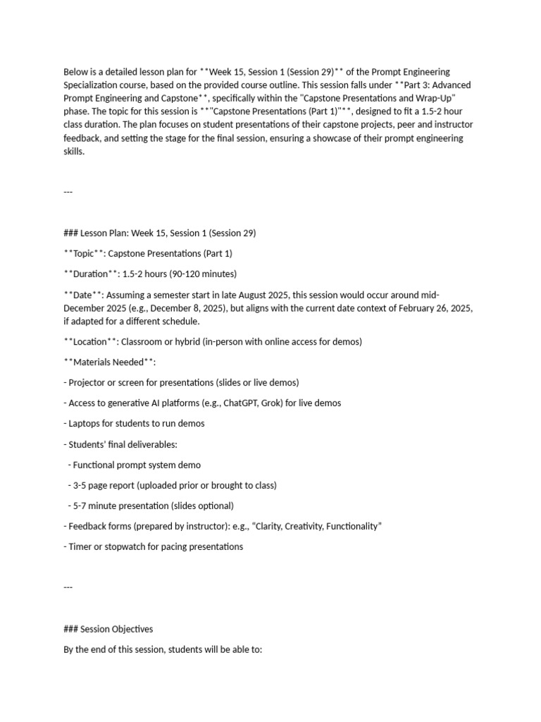 Week 15 Session 1 Lesson Plan | PDF | Education Theory | Behavior ...
