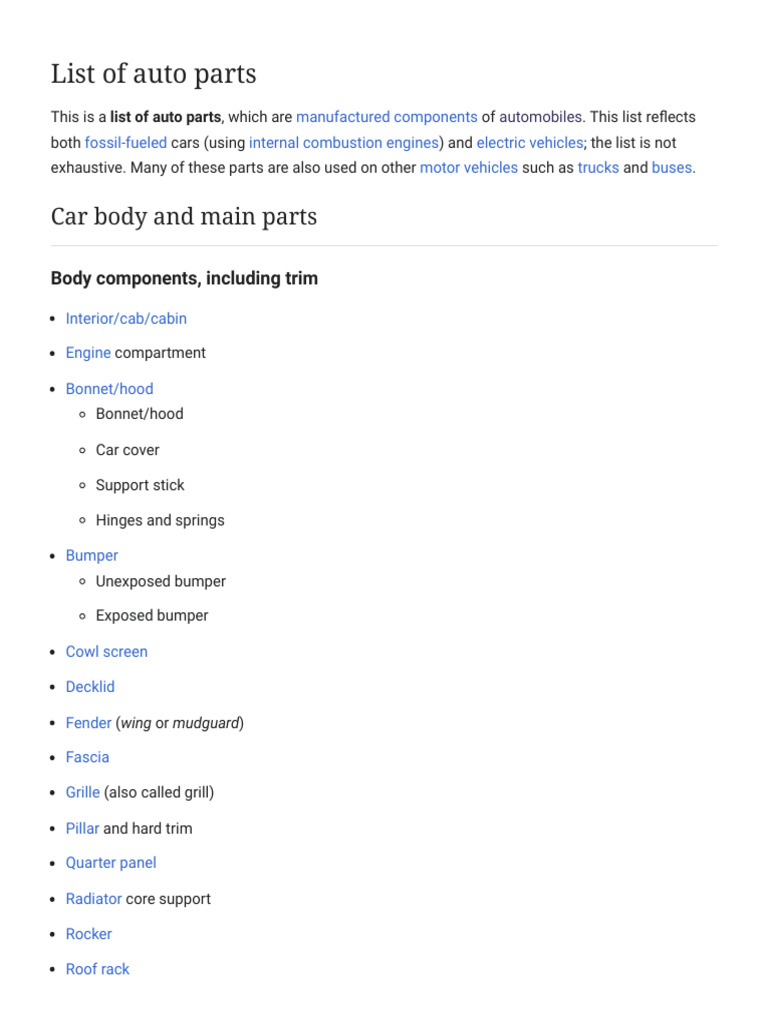 Comprehensive Auto Parts List | PDF | Clutch | Brake