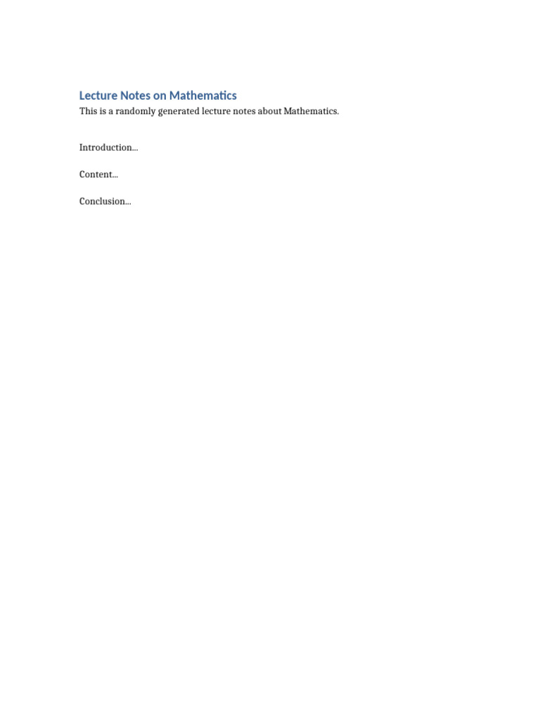 Lecture Notes Mathematics 4645 | PDF