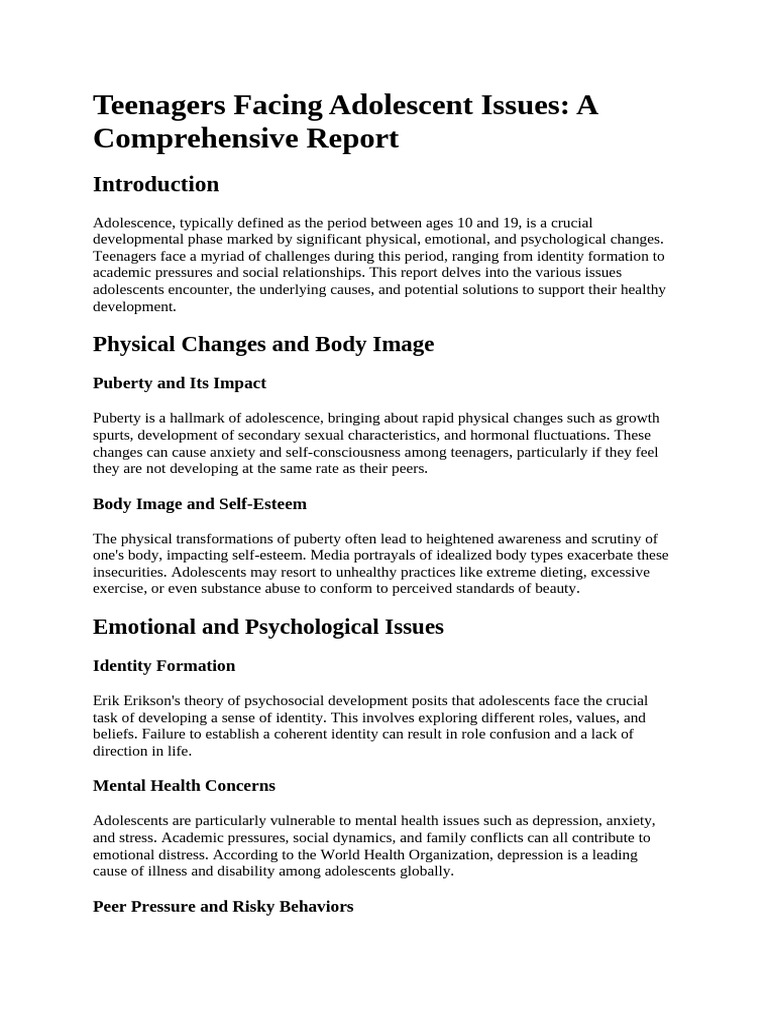 Adolescent Challenges and Solutions Report | PDF | Adolescence | Mental ...