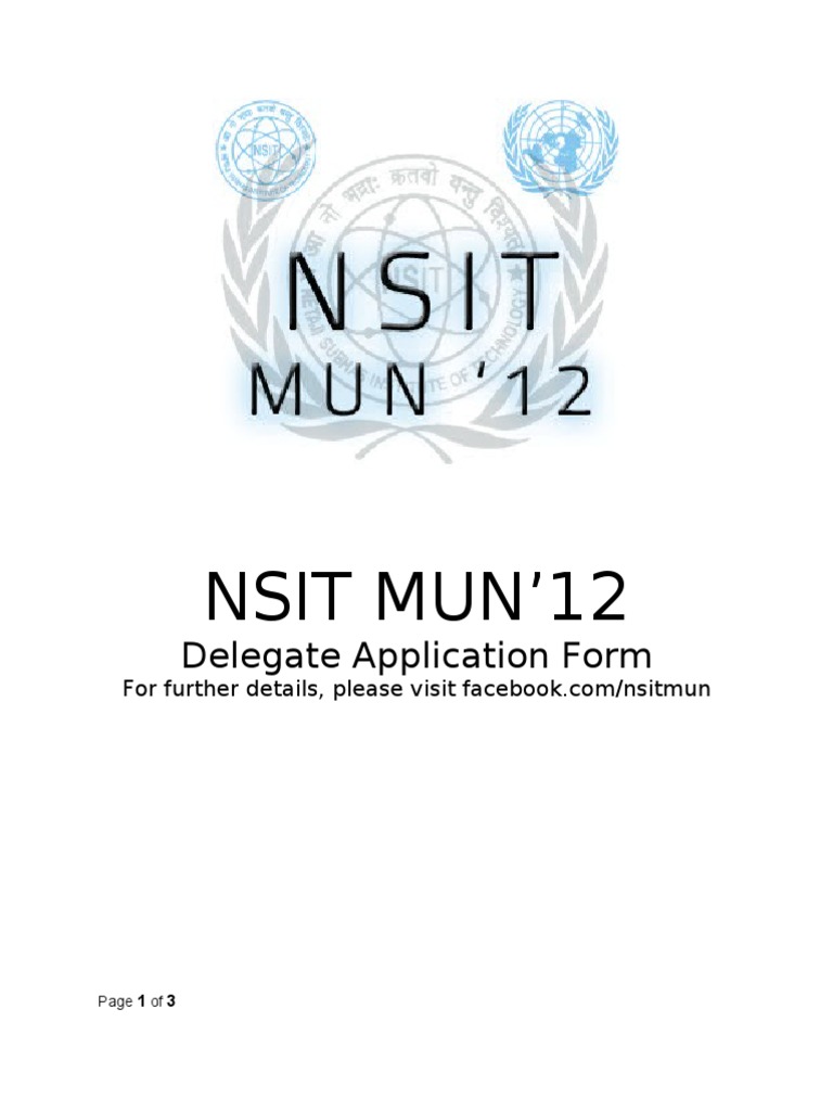 NSIT MUN 2012 Delegate Application Form | PDF