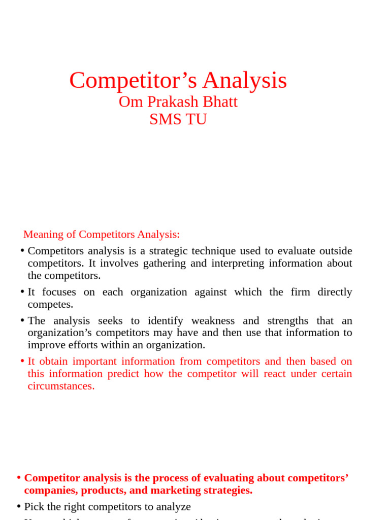 Competitors Analysis | PDF | Marketing | Analysis