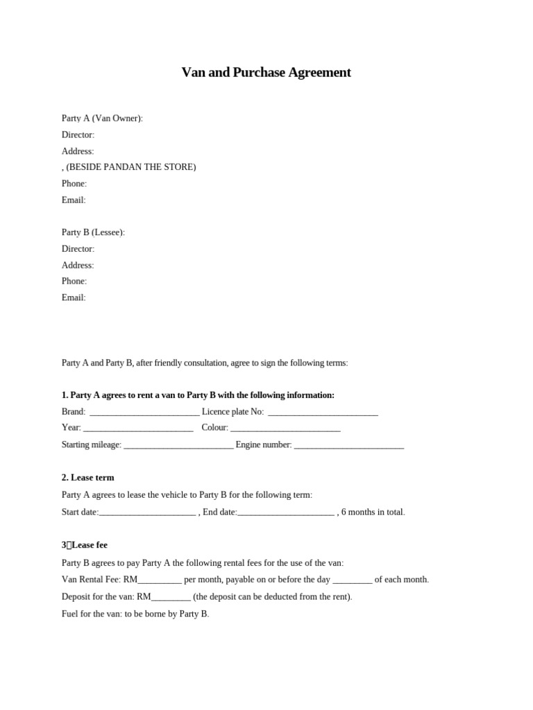 Lease Purchase Agreement for Van | PDF | Lease | Private Law