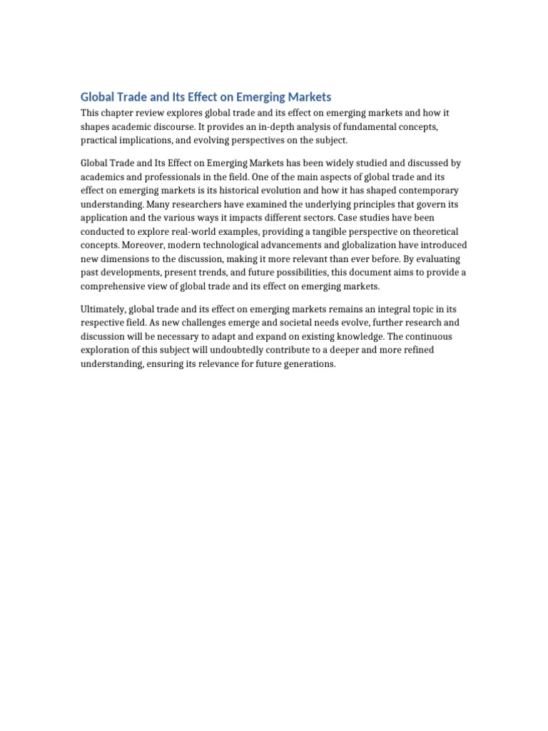 Impact of Global Trade on Emerging Markets | PDF
