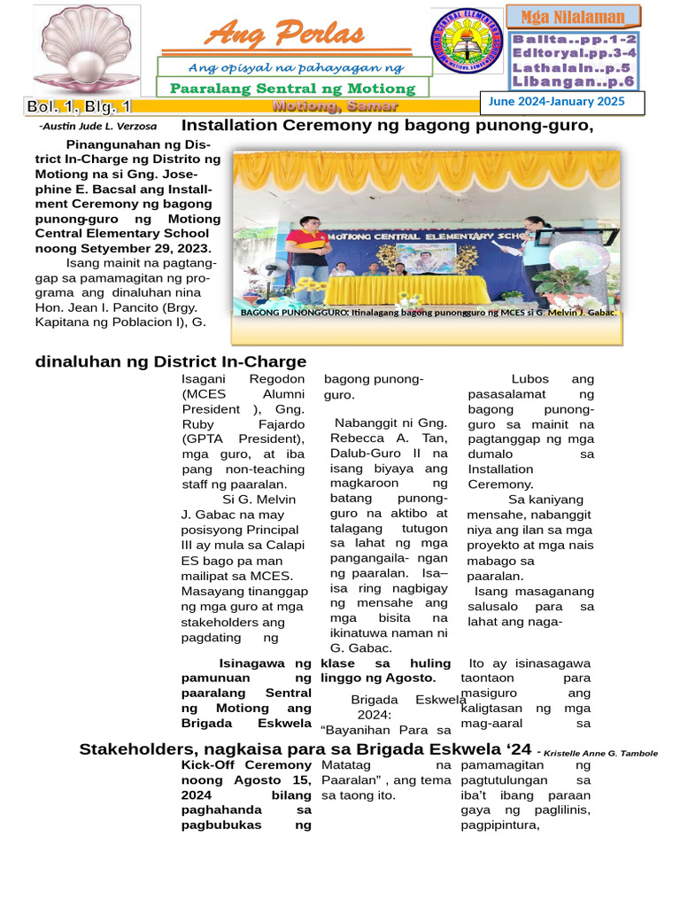 Motiong Ces - Filipino - School Paper - Unit Iv | PDF