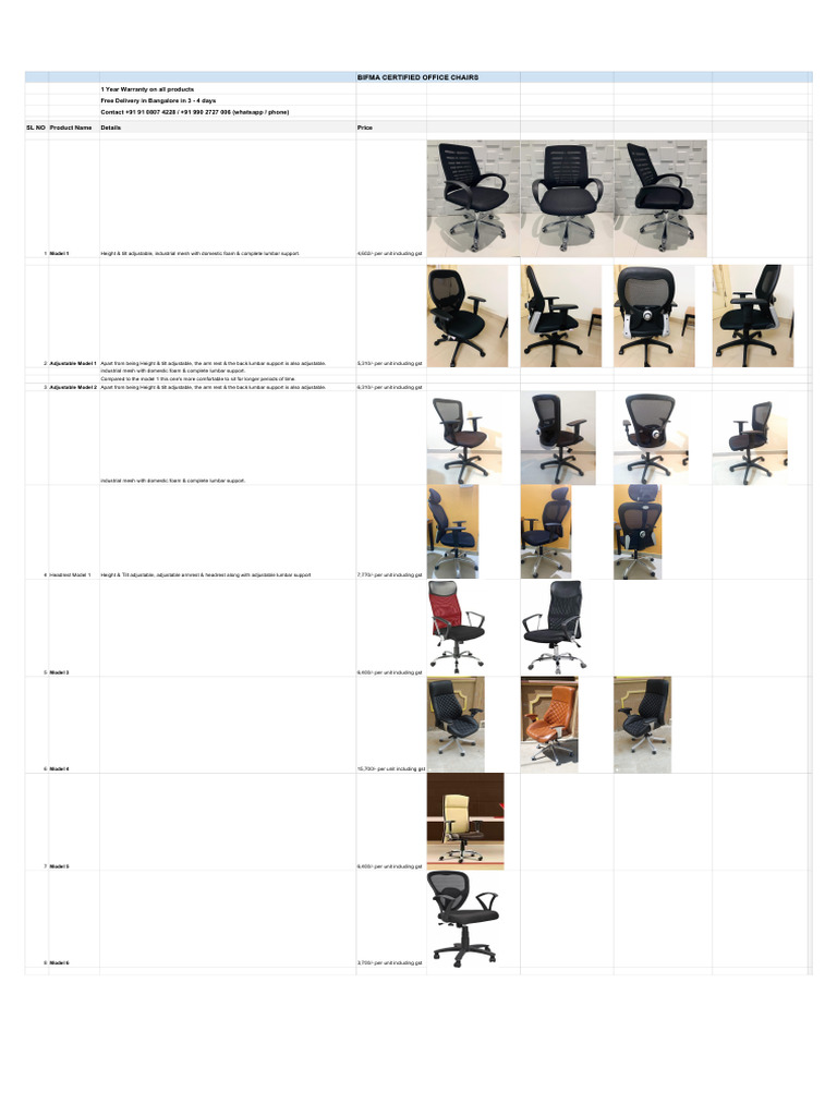 BIFMA Certified Office Chairs Catalogue | PDF | Chair | Manufactured Goods