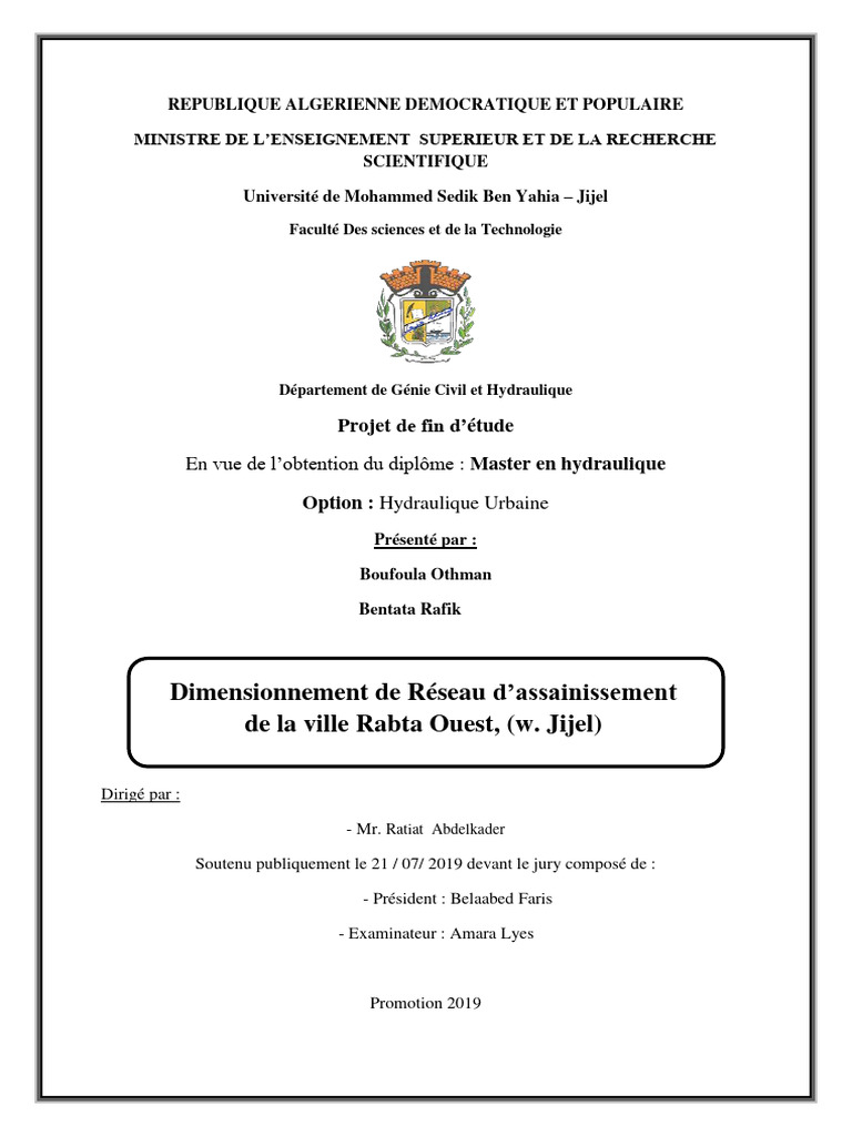 Dimensionnement Réseau Assainissement Rabta | PDF
