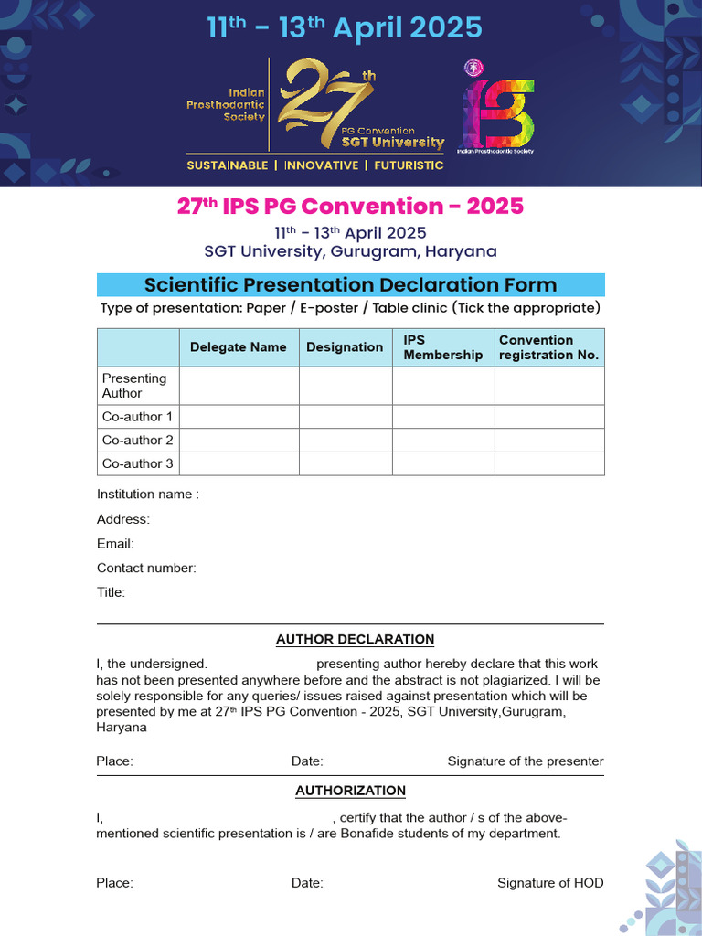 Presentation Declaration for IPS PG 2025 | PDF