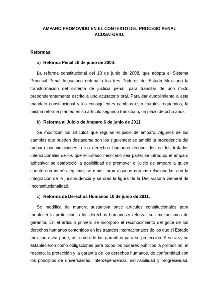 Amparo en el Proceso Penal Acusatorio | PDF | Apelación | Violación