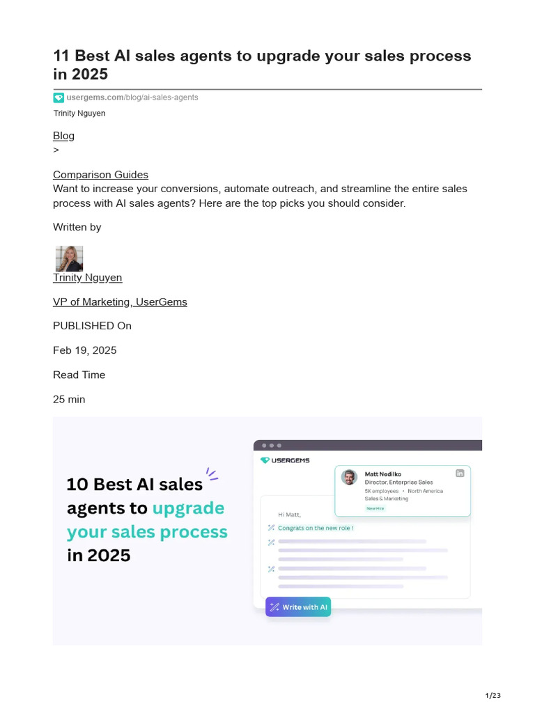 11 Best AI Sales Agents To Upgrade Your Sales Process in 2025 | PDF ...