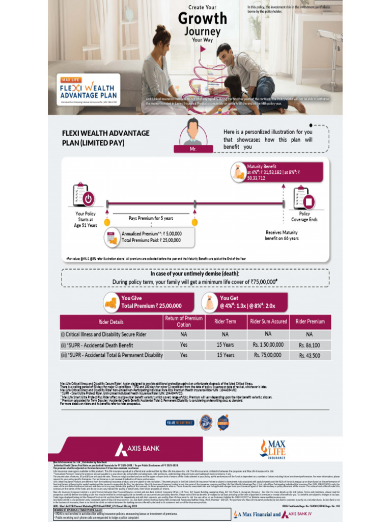 Flexi Wealth Advantage Plan (Limited Pay) | PDF | Life Insurance ...