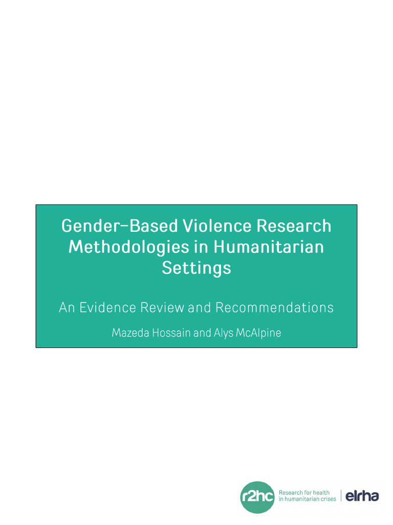 Elrhar2hc Gender Based Violence Research Methodologies in Humanitarian ...