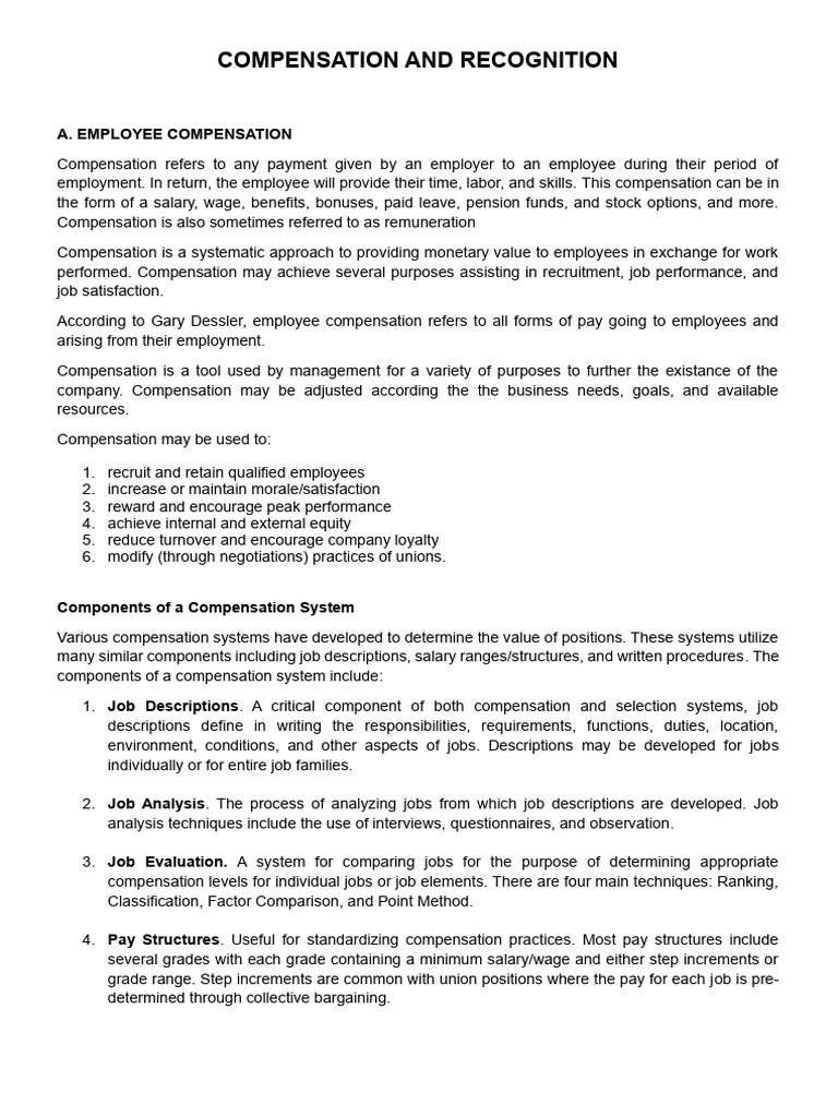 Employee Compensation Overview | PDF | Cost Of Living | Compensation ...