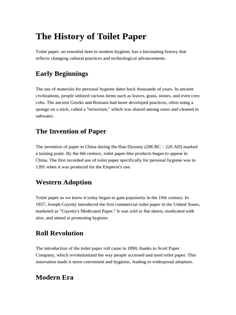 The History of Toilet Paper | PDF