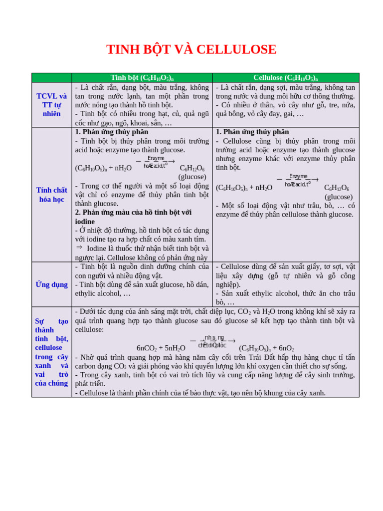 Đáp Án Bài 30 - Tinh B T Và Xenlulose | PDF