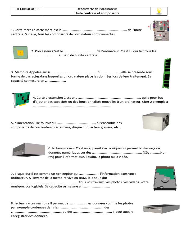 Composants essentiels d'un ordinateur | PDF