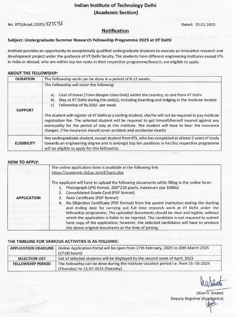 Ug Summer Internship 2025, Iit Delhi | PDF