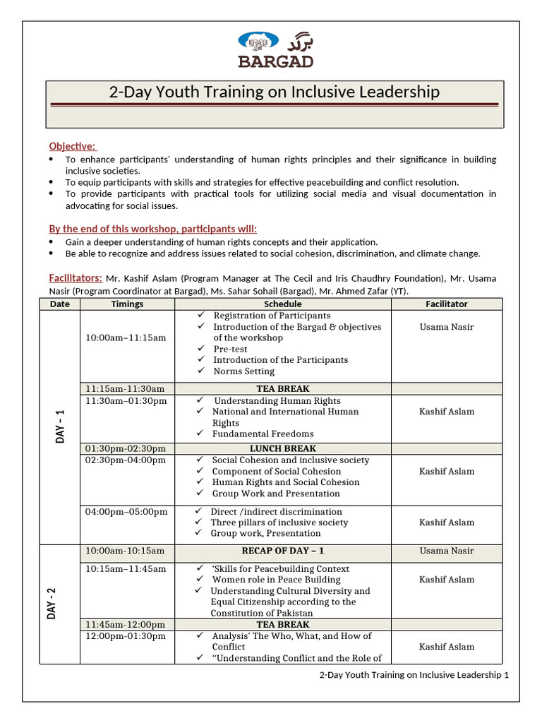 Inclusive Leadership Training Workshop | PDF | Peacebuilding | Social ...