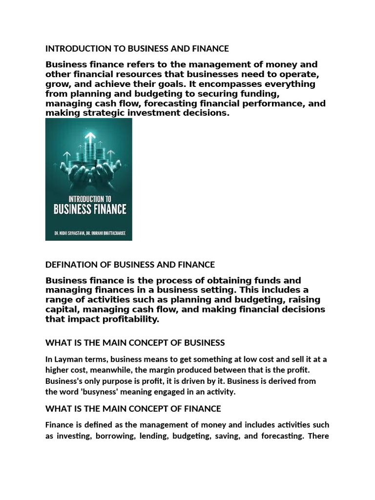 Introduction to Business Finance Concepts | PDF | Investing | Stock Market