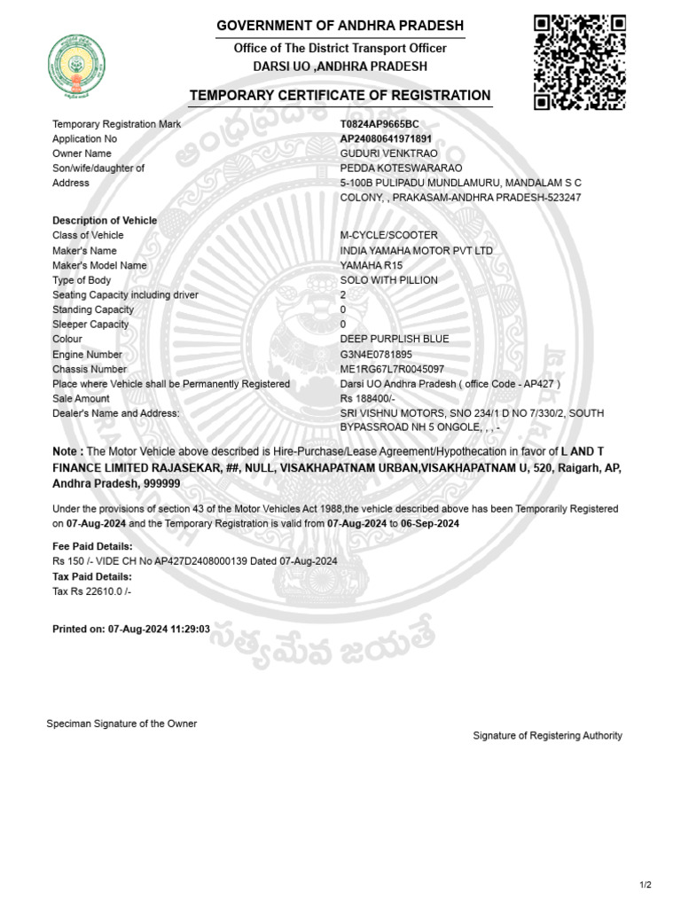 Venkat Rao TR | PDF | Transport | Vehicles