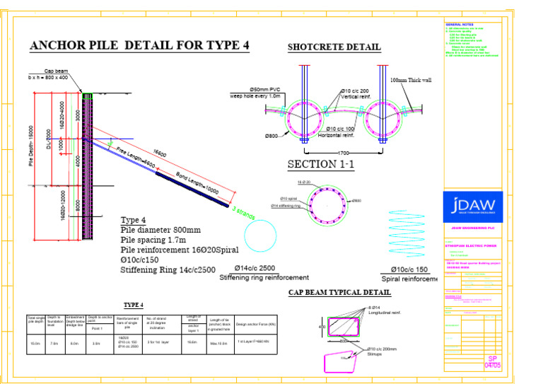 Type 4 Anchor Pile and Shotcrete Details | PDF | Deep Foundation ...