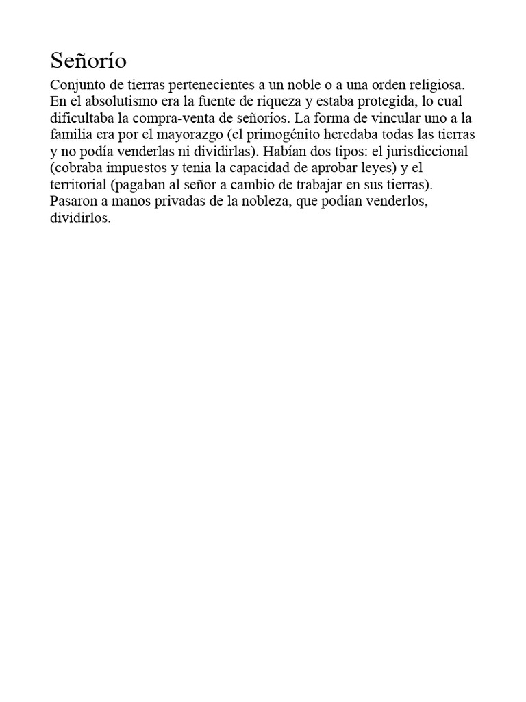 Tipos y significado del señorío | PDF