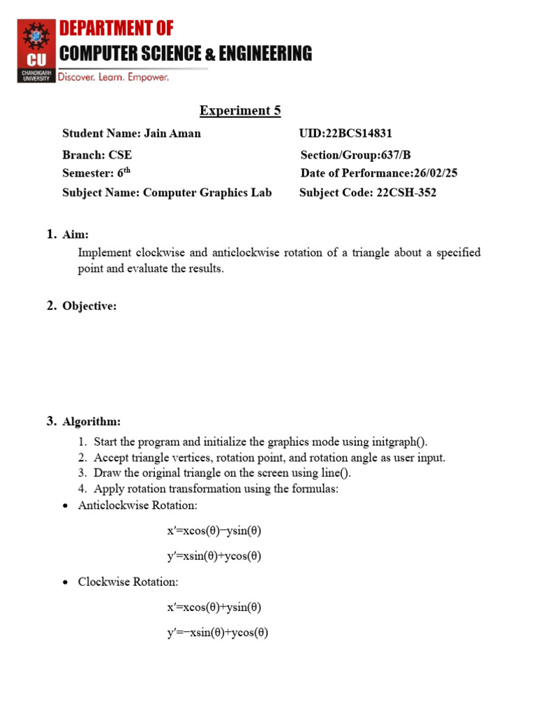 Triangle Rotation in Turbo C++ Graphics | PDF | Angle | Graphics