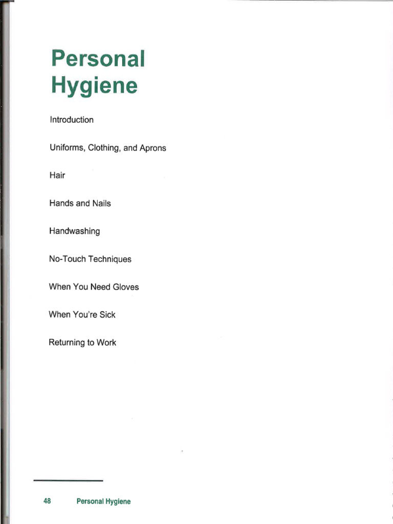 07 - Personal Hygiene - Pgs. 48-53 | PDF