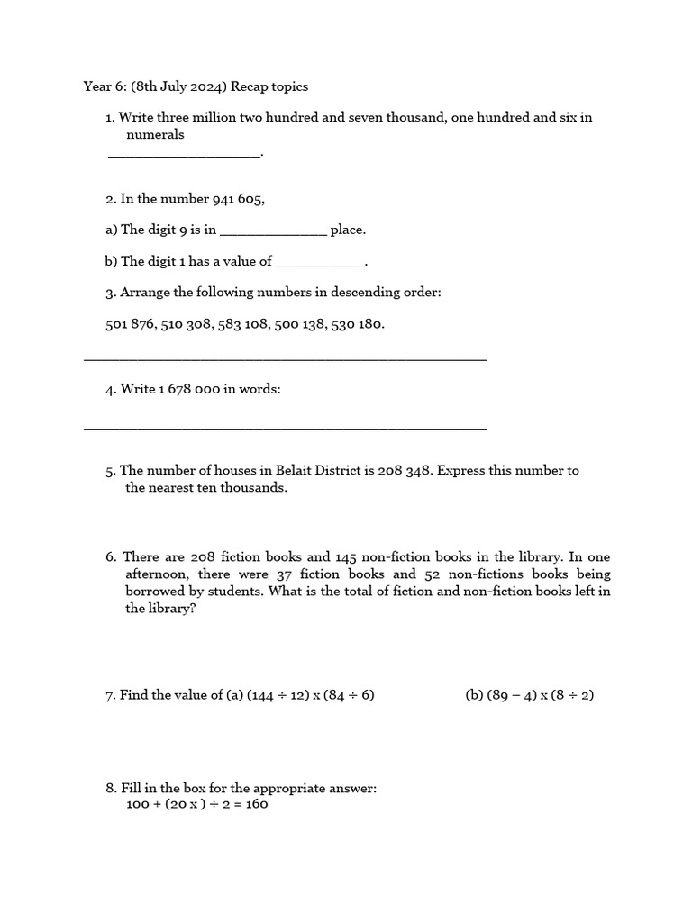 Revision | PDF | Numbers | Elementary Mathematics