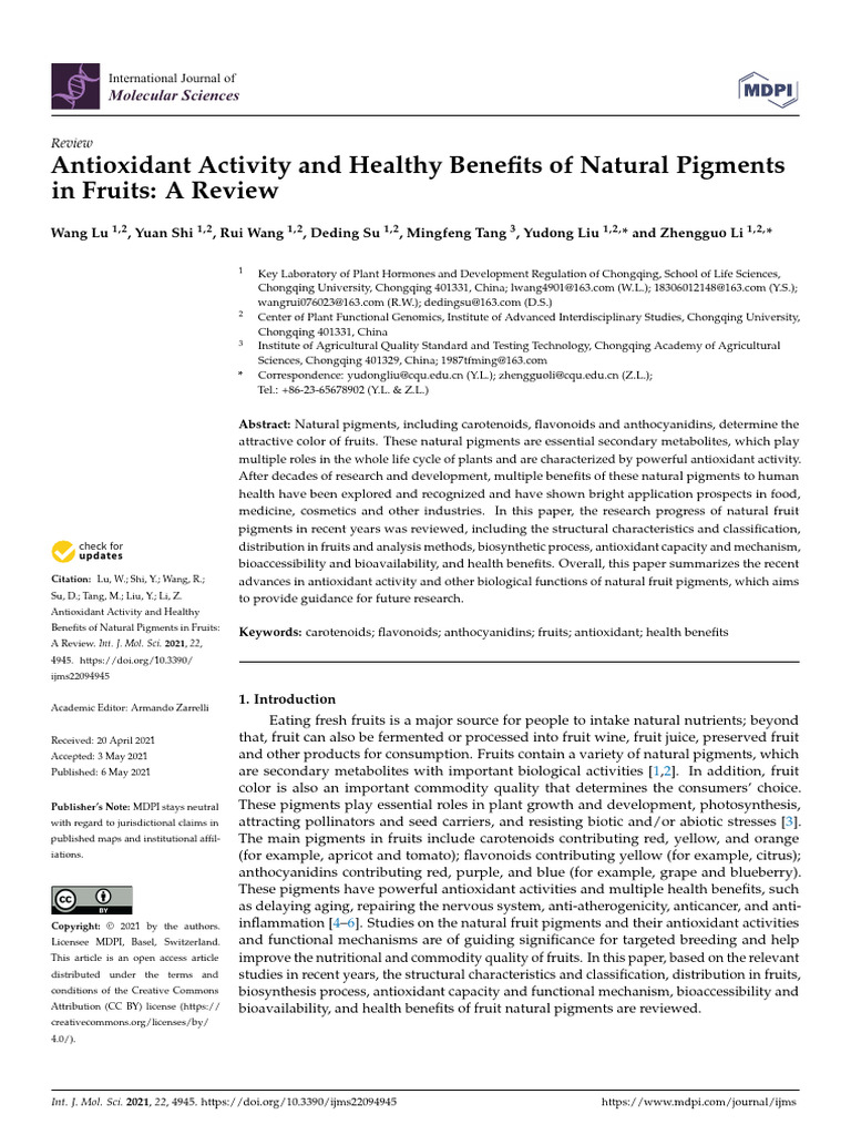 Antioxidant Activity and Healt | PDF | Carotenoid | Phenolic Content In ...