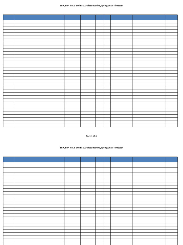 BBA and BSECO Class Schedule 2025 | PDF | Business | Economies