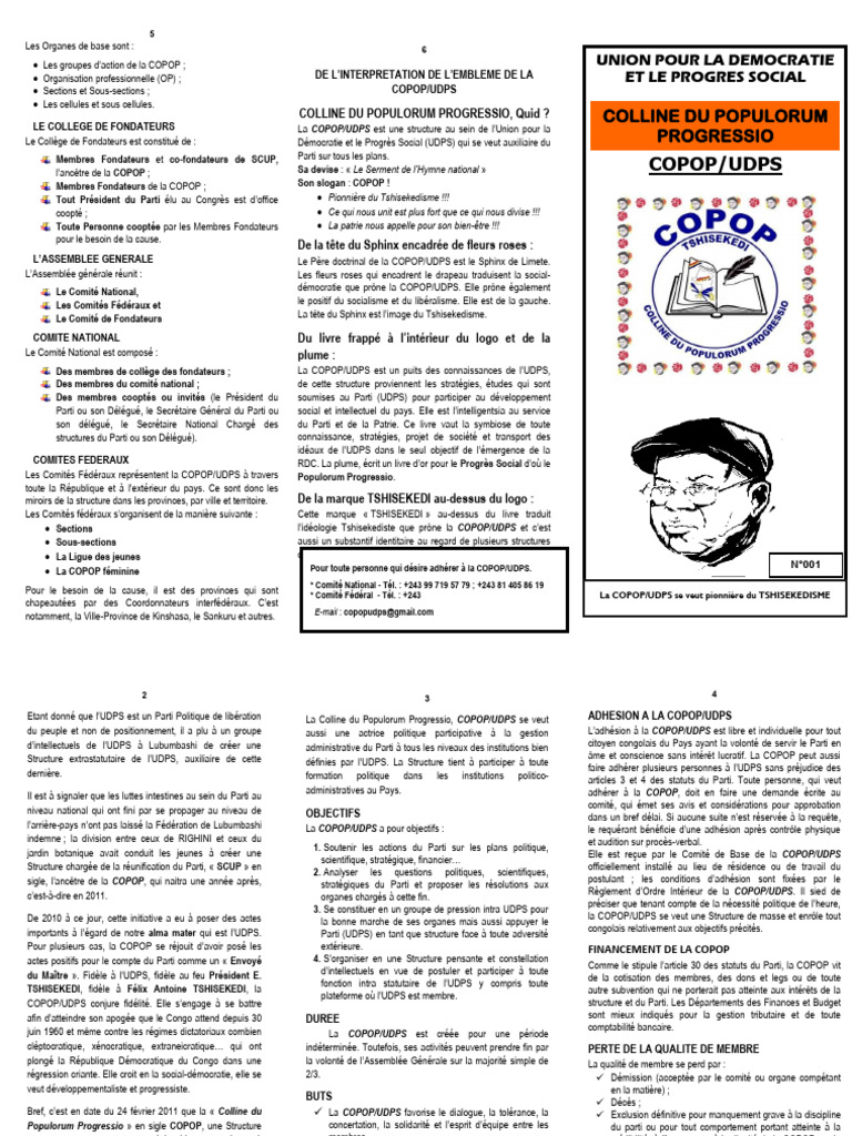Règlement Intérieur de la COPOP/UDPS | PDF | Sciences politiques
