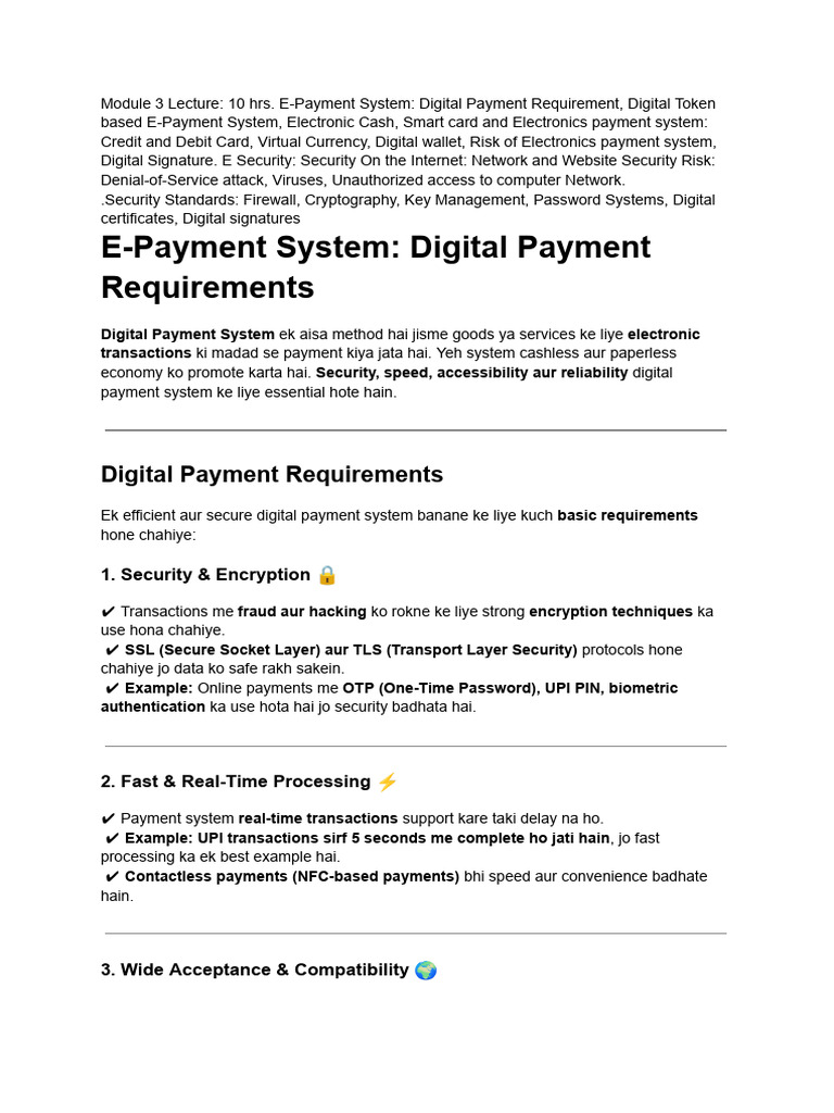 Digital Payment Systems Overview | PDF | Denial Of Service Attack ...