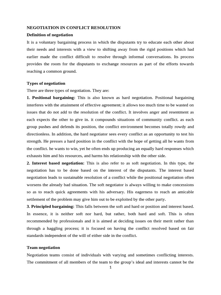 Negotiation Strategies for Conflict Resolution | PDF | Negotiation ...