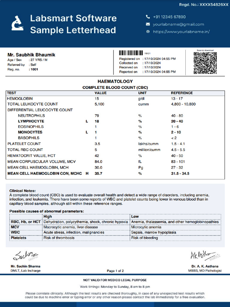 CBC Report Format | PDF