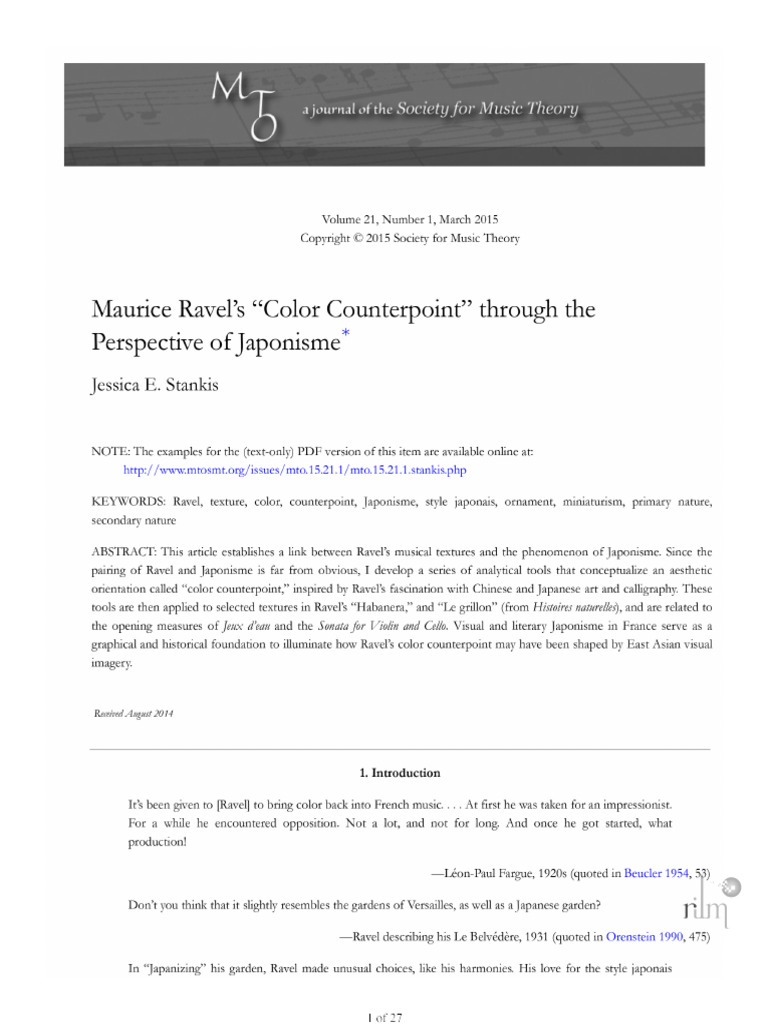 Ravel's Color Counterpoint and Japonisme | PDF