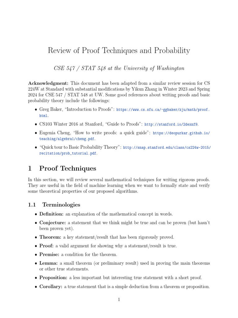 CSE547 Proofs Probability | PDF | Mathematical Proof | Theorem