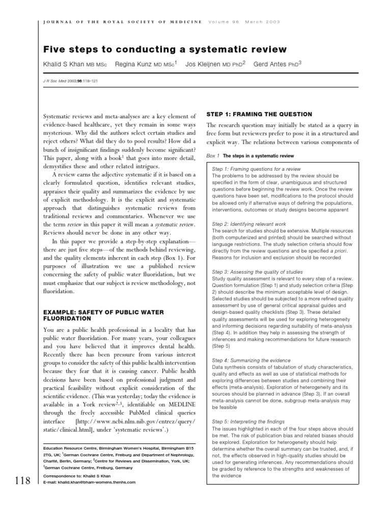 5 Steps To Conduct Systematic Review PDF