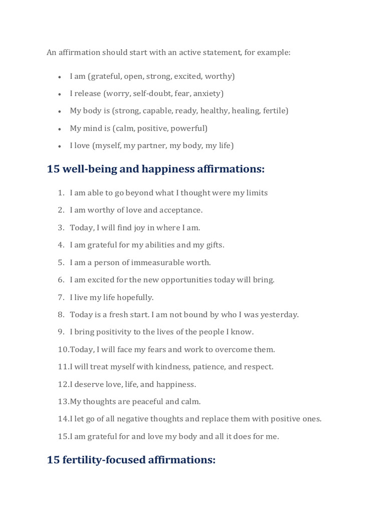 Fertility Affirmations for Conception | PDF - Affirmations For Improving Fertility And Conception