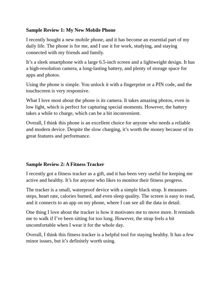 Sample Review - Own3 | PDF | Smartphone | Backpack