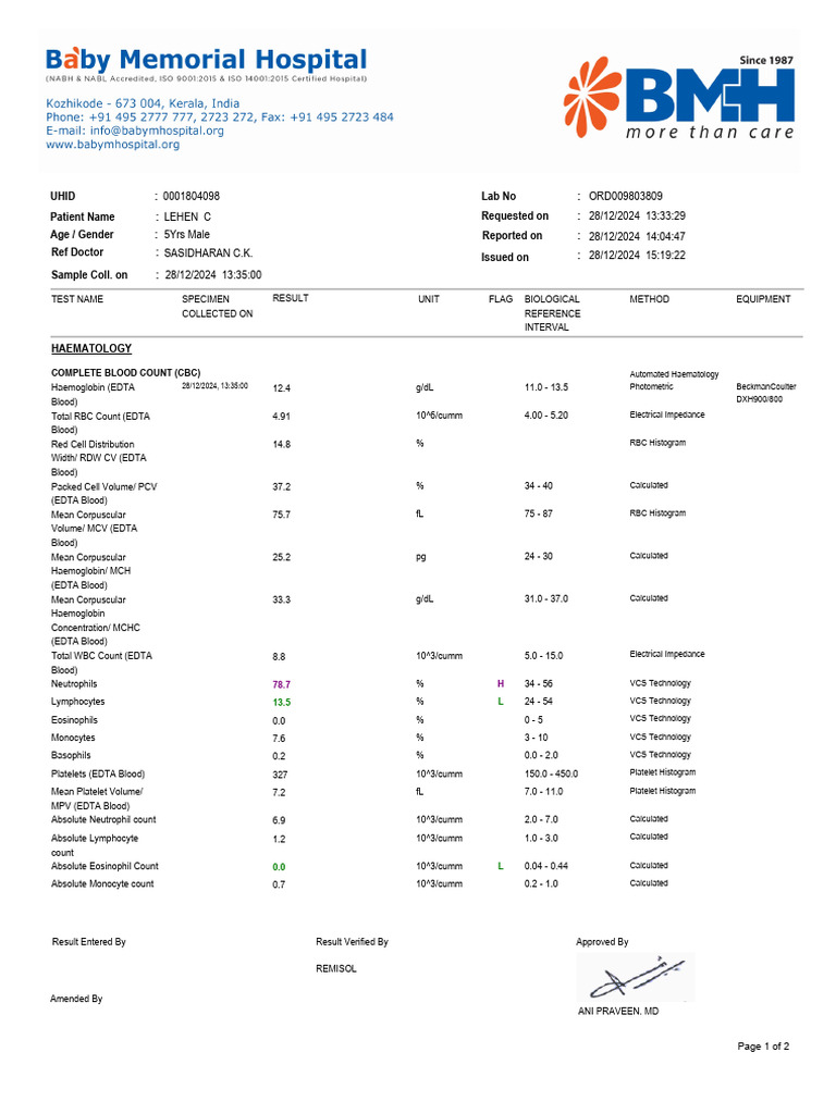 Ord009803809 2 | PDF | Medical Tests | Blood