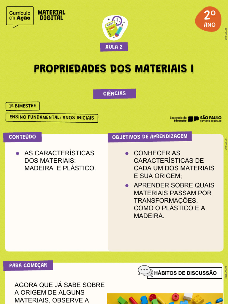 Características dos Materiais no Ensino Fundamental | PDF | Plástico ...