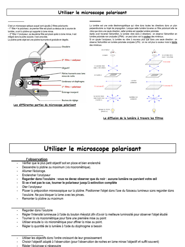 Utilisation du microscope polarisant | PDF | Filtre (optique ...